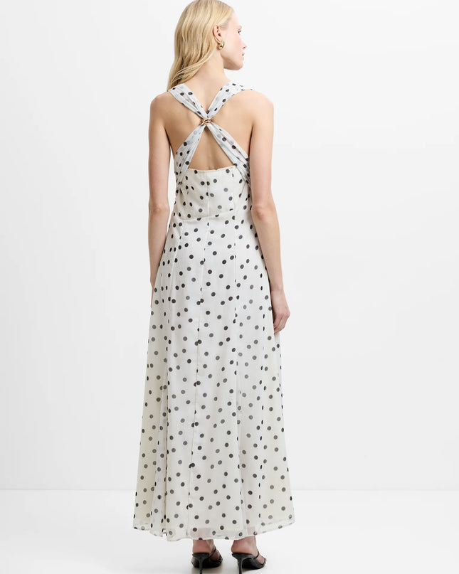 French Connection Emma Chiffon Godet Dress - Cream/Black