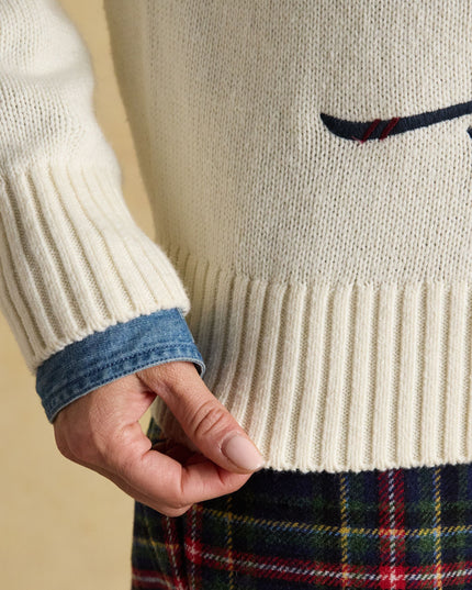 Jonty Skiing Intarsia Cotton-Rich Crew Neck Jumper