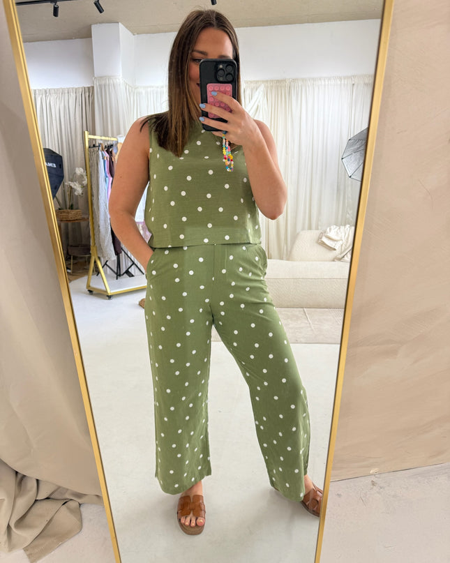 Green Polka-Dot Top