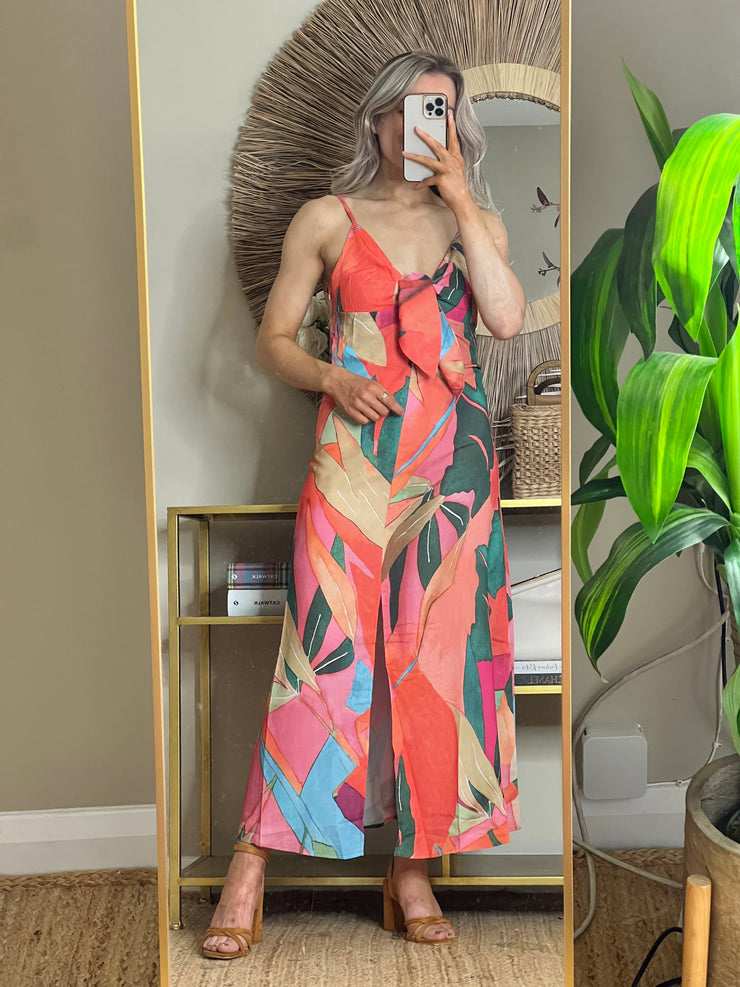 Palm Midi Dress - Coral