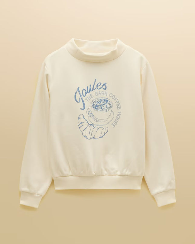 Joules Coffee House Wide Neck Sweatshirt - Cream