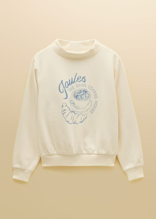 Joules Coffee House Wide Neck Sweatshirt - Cream