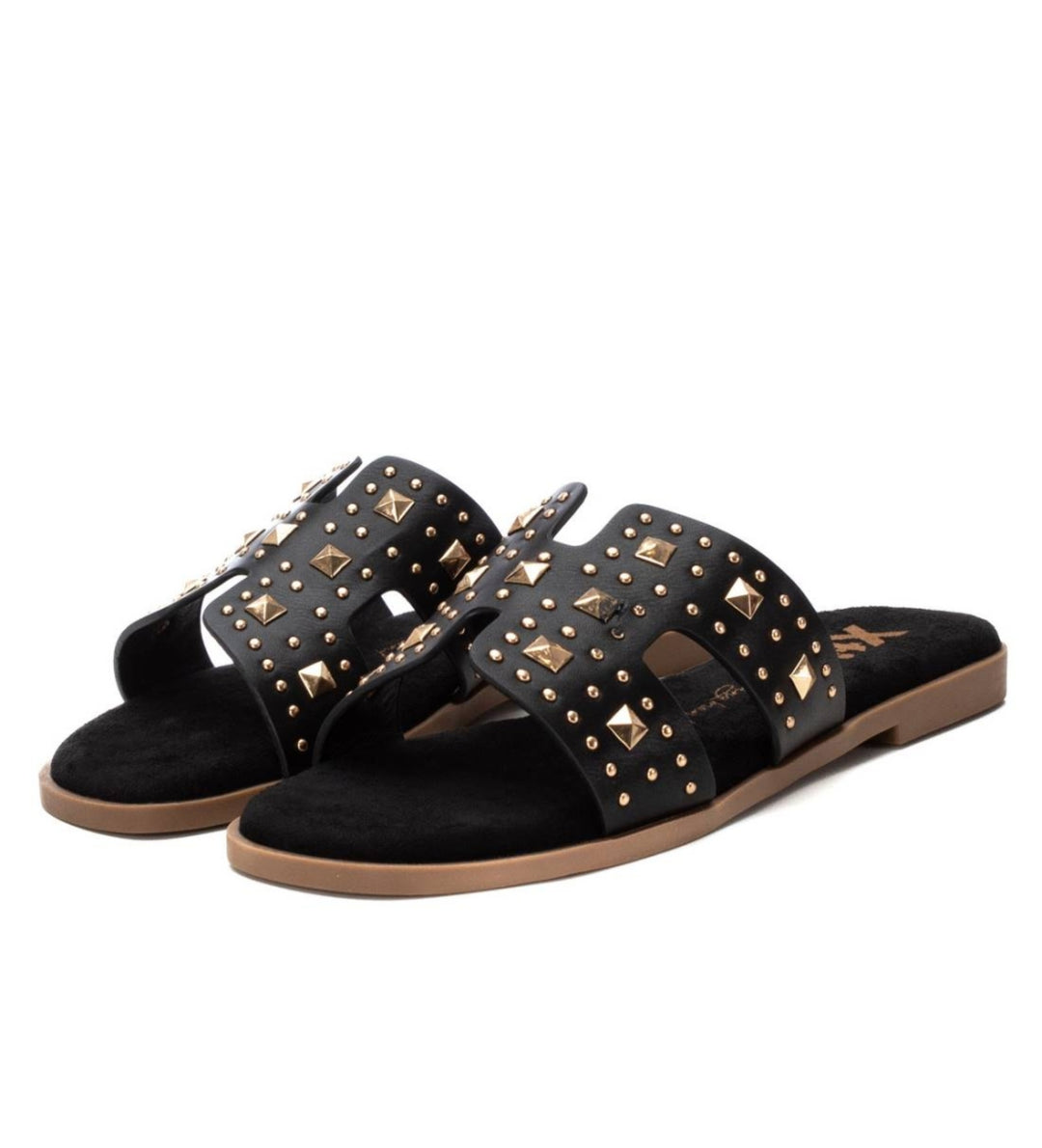 Stud Flat Comfort Sandal - Black
