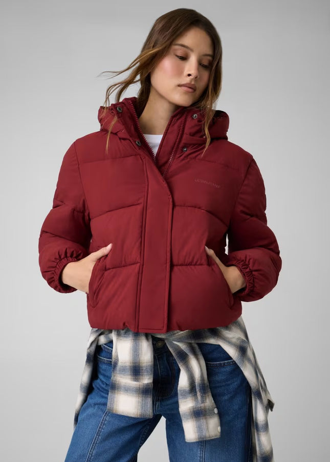 Guess Jeans Cropped Puffer Coat - Red