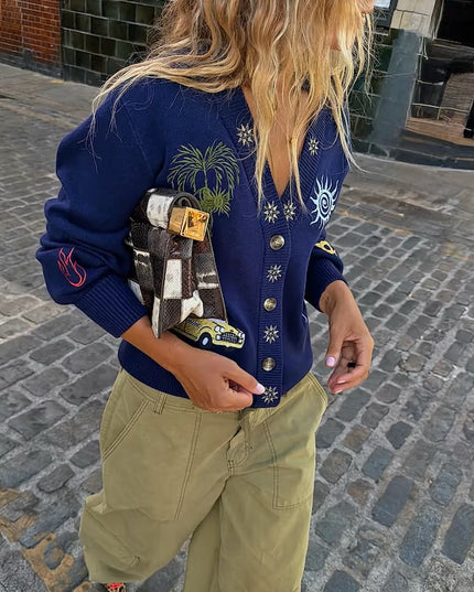 Navy Icons Cardigan