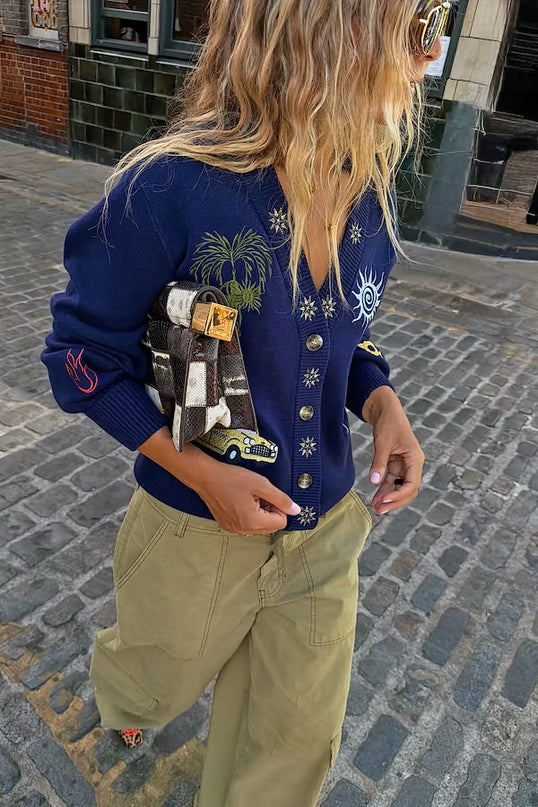 Navy Icons Cardigan