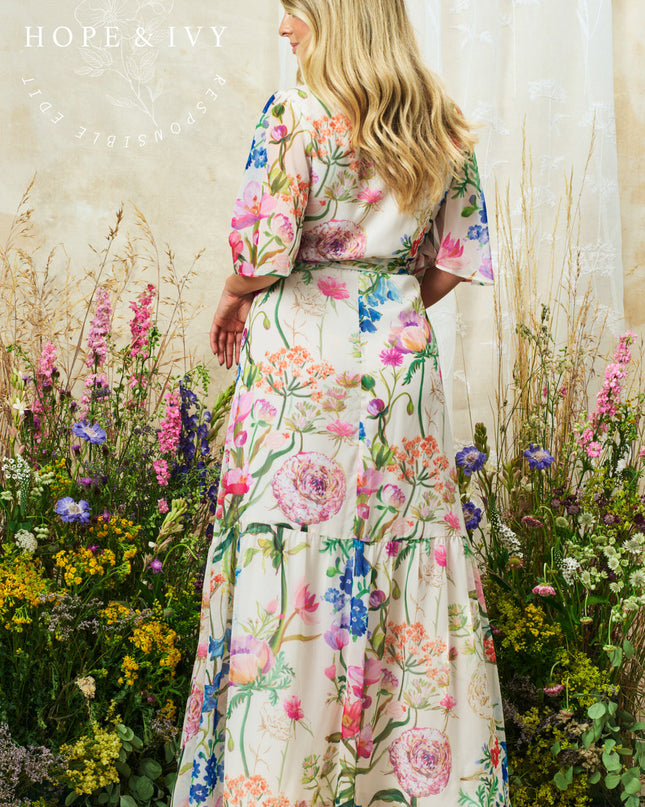 Michelle Wrap Dress - Cream Multi