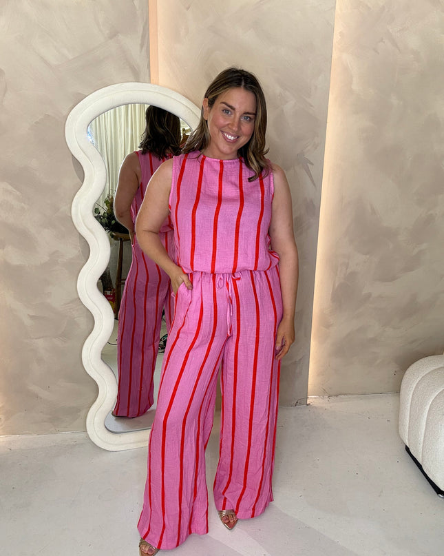 Stripe Co-Ord - Pink/Red