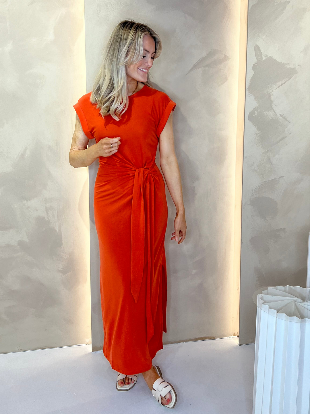Modal Midi Dress Orange Spoilt Belle Boutique Online