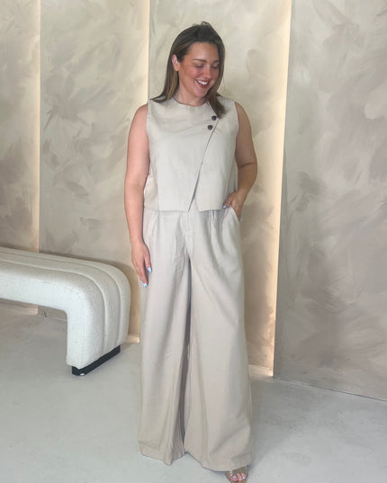 Waistcoat and Trouser Co-Ord - Beige