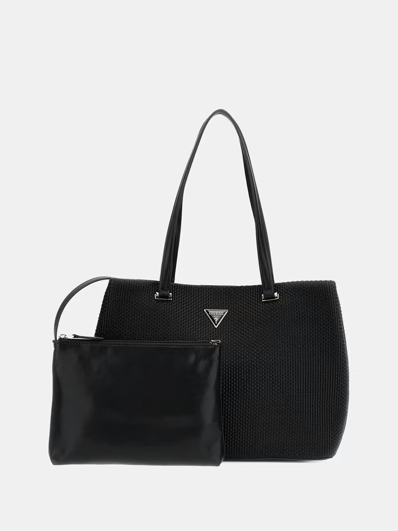 Guess Phaedra Woven Tote Shopper - Black