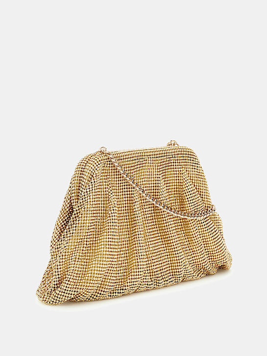 Guess Zalina Mesh Rhinestone Clutch - Gold
