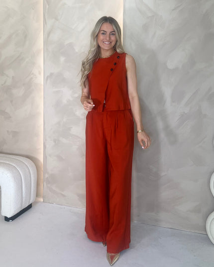 Waistcoat and Trouser Co-Ord - Rust