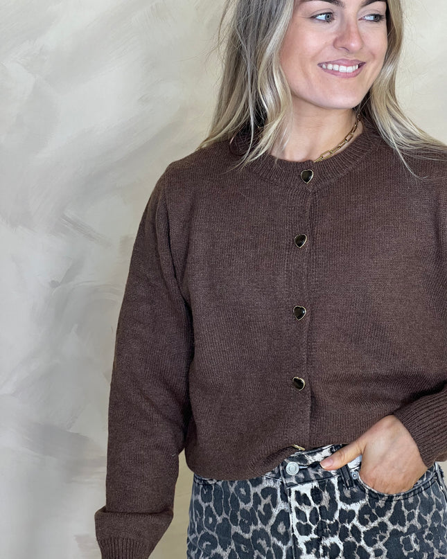 Button Up Cardigan - Brown