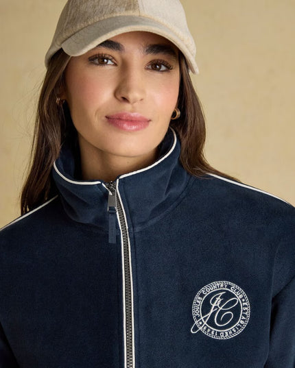 Embroidered Full Zip Funnel Neck Fleece - Navy