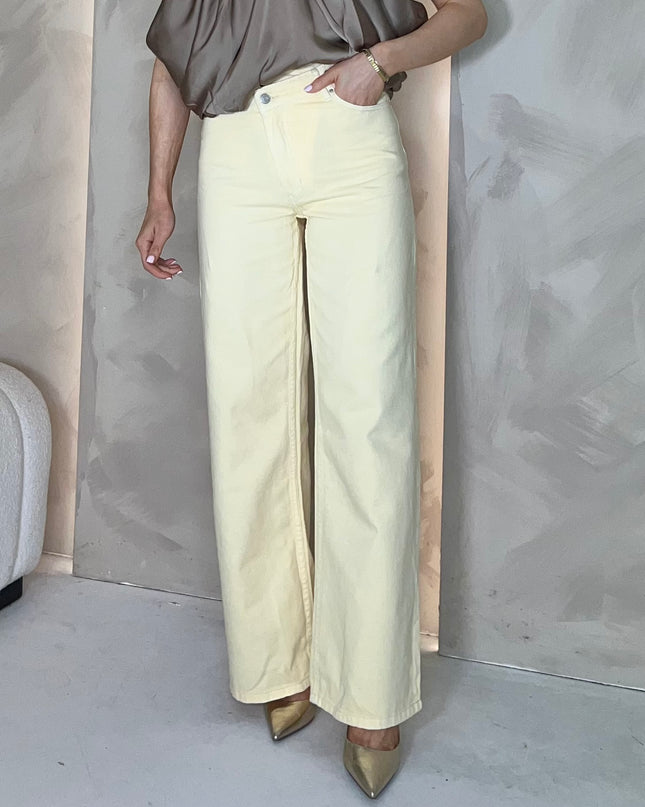 High Rise Asymmetric Jean - Lemon