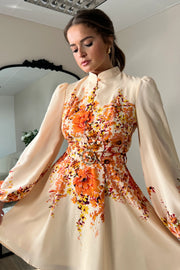 Holland Boarder Print Mini Dress Orange