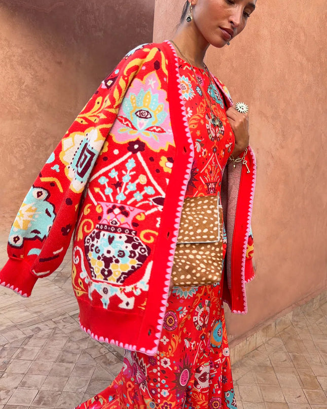 Tomato Tapestry Martha Cardigan