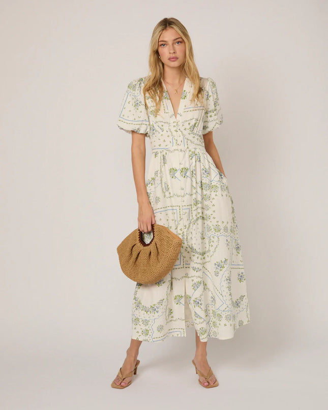 Starlight Midi Dress - White Floral
