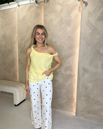 Asymmetric Drape Top - Yellow