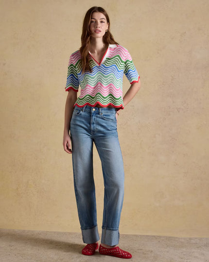 Sandy Wave Knit Collared Shirt - Multi