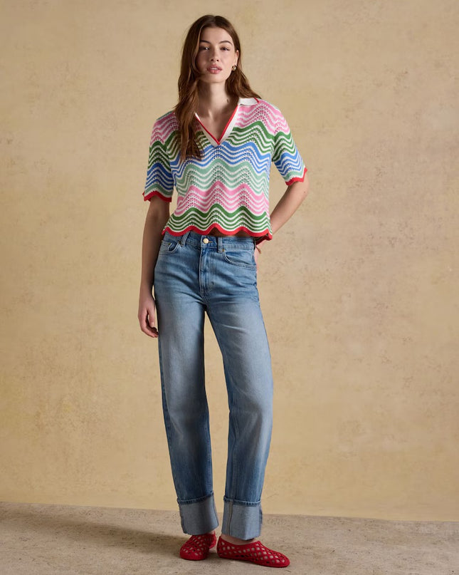 Sandy Wave Knit Collared Shirt - Multi