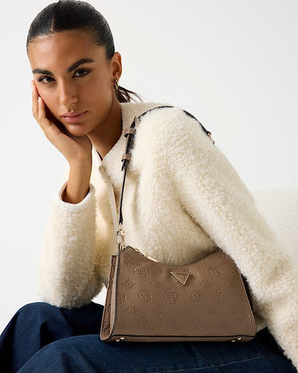 Guess Cresida II Top Zip - Dark Taupe Logo
