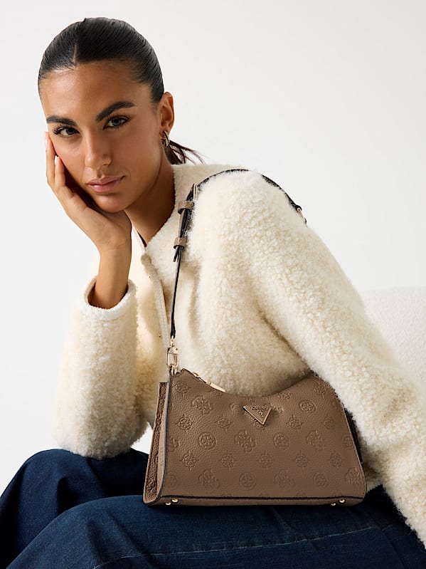 Guess Cresida II Top Zip - Dark Taupe Logo