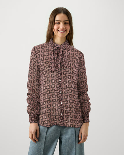 Guess Oriane Bow Shirt - Burgandy