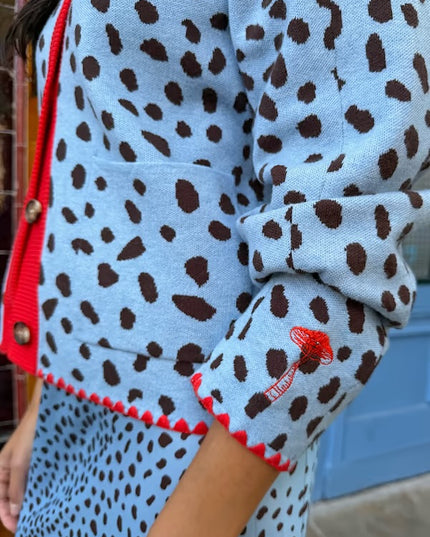 Sky Blue Deer Embroidered Chloe Cardigan