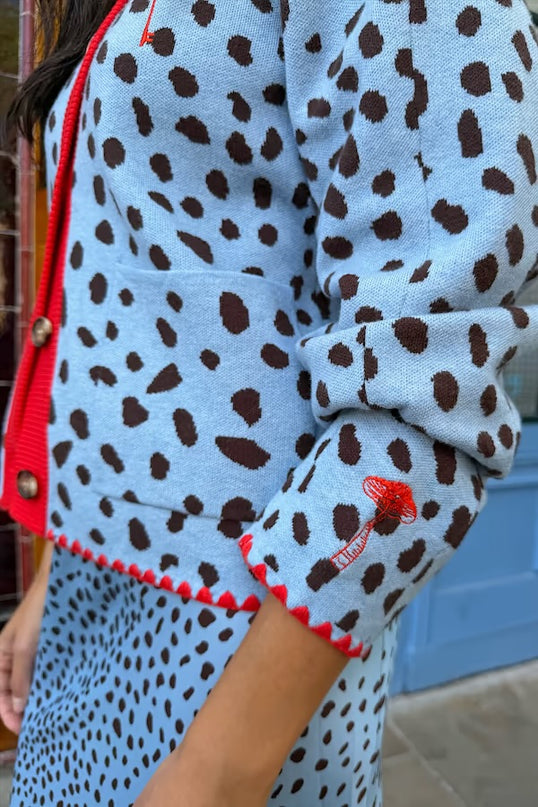 Sky Blue Deer Embroidered Chloe Cardigan