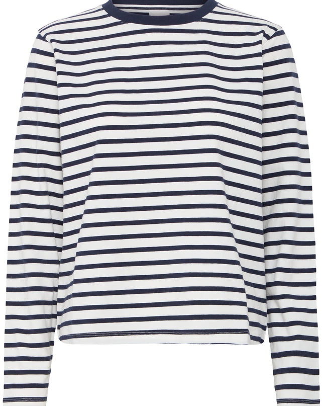 Mira Striped Long Sleeve T-Shirt - Total Eclipse/White