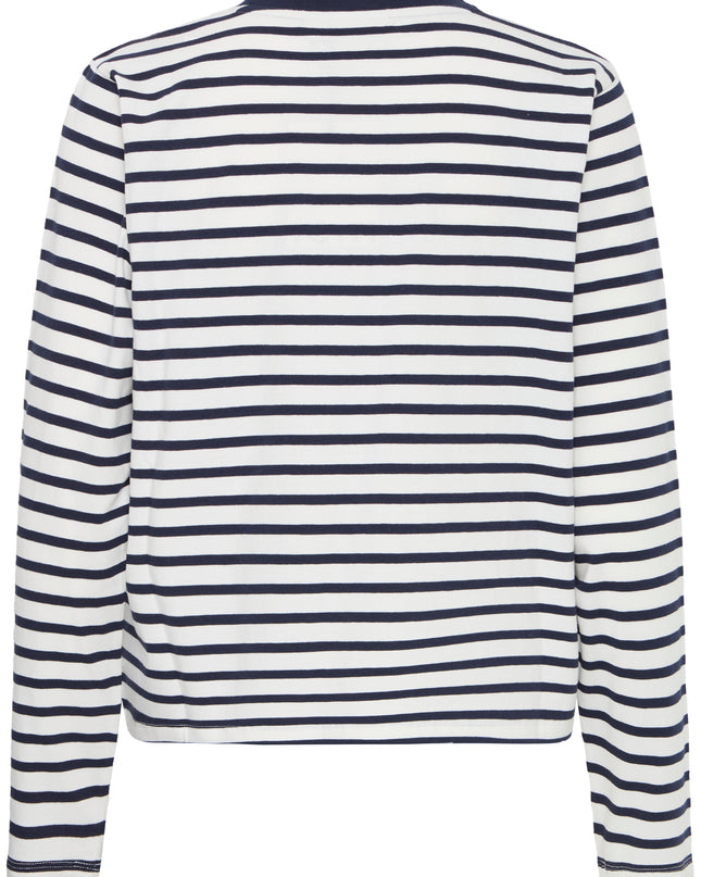 Mira Striped Long Sleeve T-Shirt - Total Eclipse/White