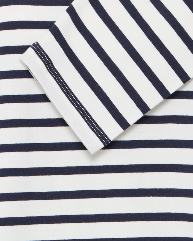 Mira Striped Long Sleeve T-Shirt - Total Eclipse/White