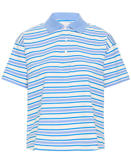 Mira Polo Top - Blue Multi Stripe