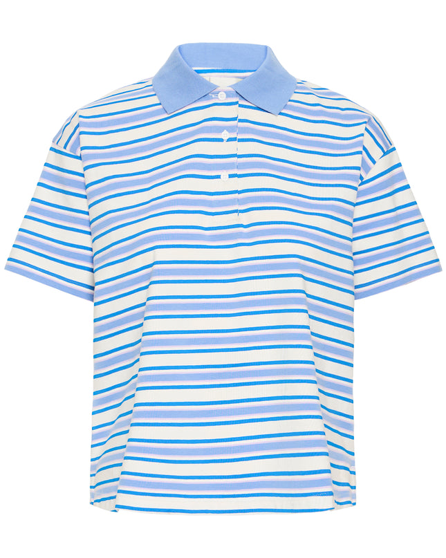 Mira Polo Top - Blue Multi Stripe
