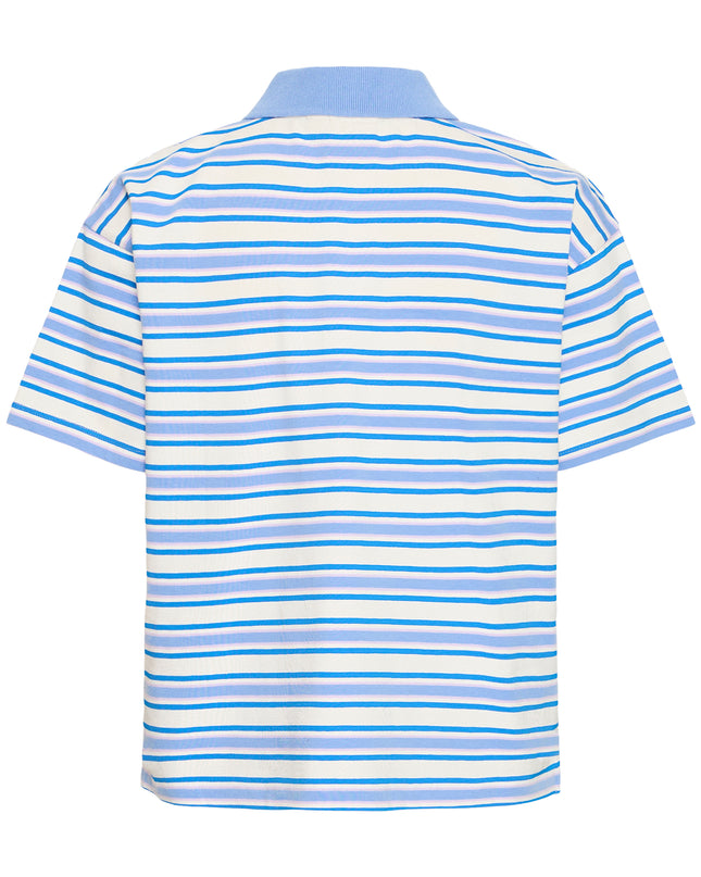 Mira Polo Top - Blue Multi Stripe