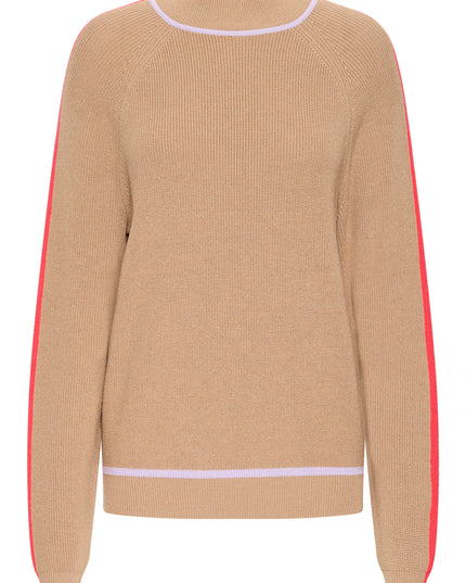 Boston Long Sleeve Knit - Camel/Multi
