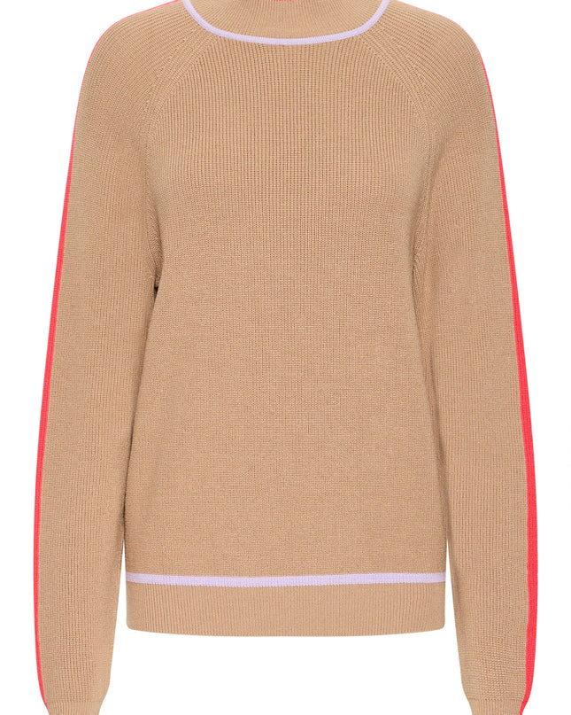Boston Long Sleeve Knit - Camel/Multi