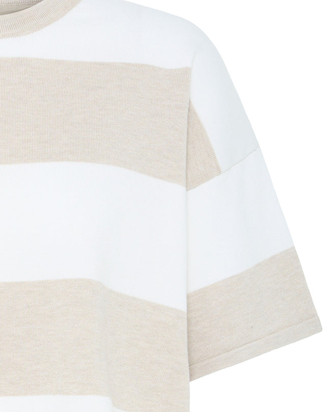 Luls Short Sleeve Knit - Oatmeal/White Stripe