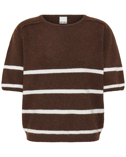 Dasila Short Sleeve Knit - Coffee/Birch Stripe