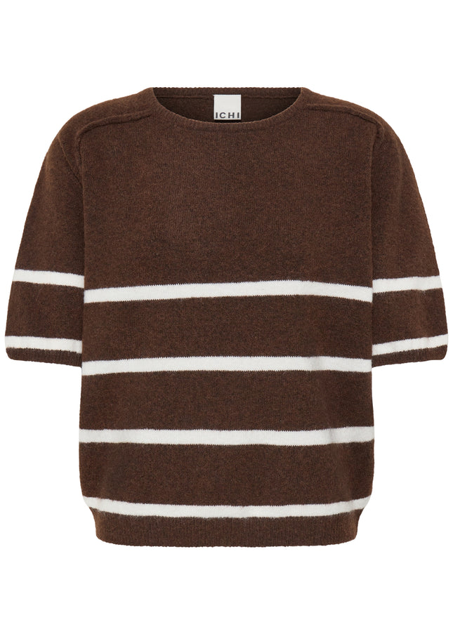 Dasila Short Sleeve Knit - Coffee/Birch Stripe