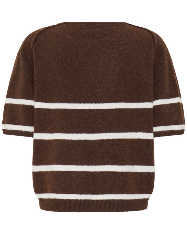 Dasila Short Sleeve Knit - Coffee/Birch Stripe