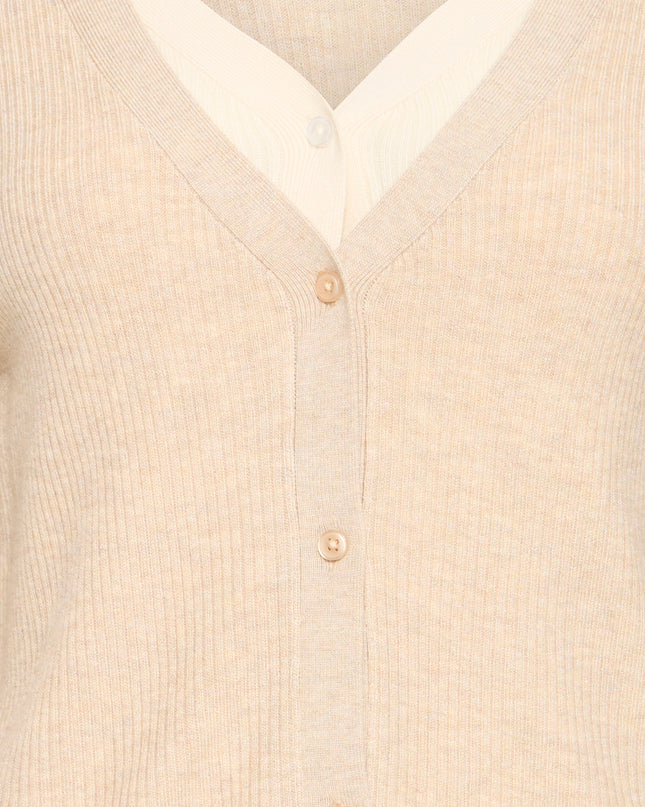 Fama Cardigan - Toasted Coconut Melange