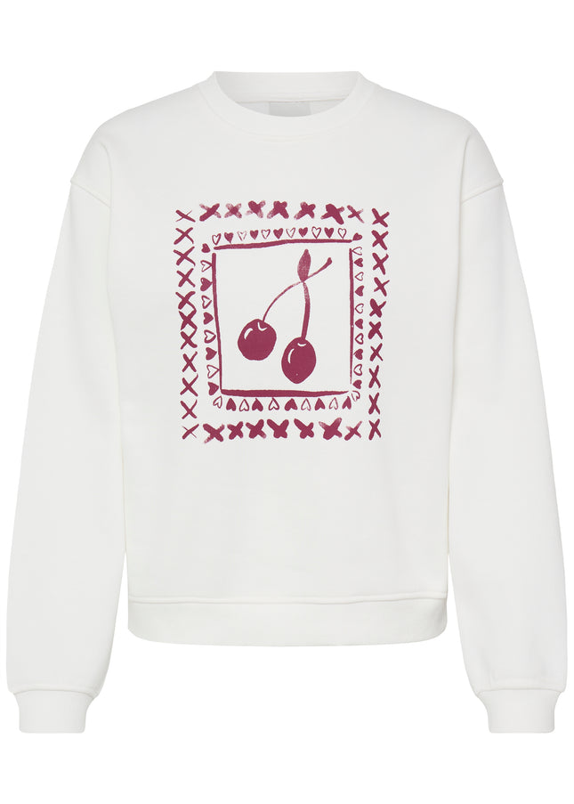 Merella Brushed Sweatshirt - White/Cherry