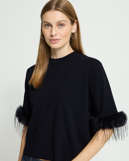 Dalise Short Sleeve Knit - Black