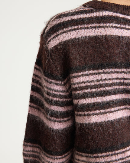 Hallo Striped Knit - Fudge/Pink