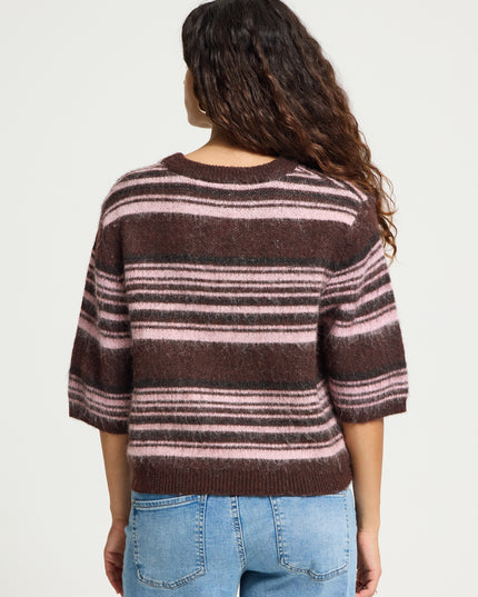 Hallo Striped Knit - Fudge/Pink