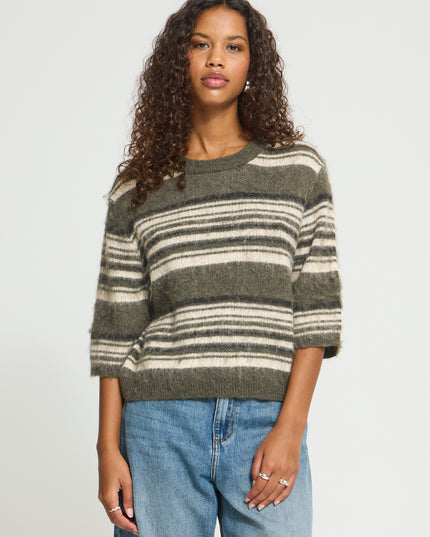 Hallo Striped Knit - Forest Night