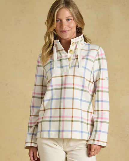 Joules Saunton Sweatshirt with Buttoned Funnel Neck - Cream Check